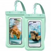 Spigen Aqua Shield A610 Universal Waterproof Floating Case IPX8 2 Pack - 2 броя универсални водоустойчиви калъфи за смартфони до 6.9 инча (зелен)
