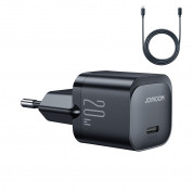 Joyroom Mini PD Fast Charging Kit USB-C 20W - захранване за ел. мрежа с USB-C изход с технология за бързо зареждане и USB-C към Lightning кабел (черен)
