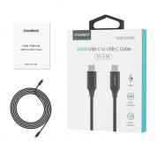 Choetech USB-C to USB-C Cable 240W - кабел с бързо зареждане за устройства с USB-C порт (200 см) (черен)  7