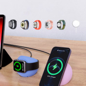 Choetech Silicone Charging Stand for MagSafe and Apple Watch - силиконова поставка за зареждане на iPhone и Apple Watch чрез поставяне на Apple MagSafe Charger и Apple Watch кабел (син) 5