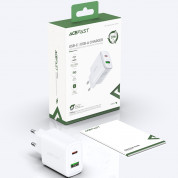 Acefast Dual Wall Charger 20W - захранване за ел. мрежа с USB-A и USB-C изходи и технология за бързо зареждане (бял) 5