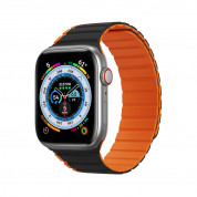Dux Ducis Silicone Magnetic Strap (LD Version) - магнитна силиконова каишка за Apple Watch 42мм, 44мм, 45мм, Ultra 49мм (черен-оранжев)