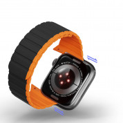 Dux Ducis Silicone Magnetic Strap (LD Version) - магнитна силиконова каишка за Apple Watch 42мм, 44мм, 45мм, Ultra 49мм (черен-оранжев) 7