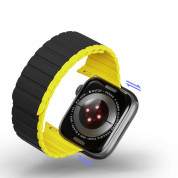Dux Ducis Silicone Magnetic Strap (LD Version) - магнитна силиконова каишка за Apple Watch 42мм, 44мм, 45мм, Ultra 49мм (черен-жълт) 7