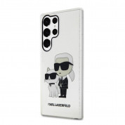 Karl Lagerfeld IML Glitter Karl and Choupette NFT Case - дизайнерски силиконов кейс за Samsung Galaxy S23 Ultra (прозрачен)