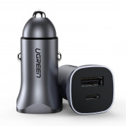 Ugreen Fast Car Charger USB-C & USB-A 30W PD PPS (gray) 