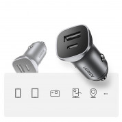 Ugreen Fast Car Charger USB-C & USB-A 30W PD PPS - зарядно за кола с USB-A и USB-C изходи с технология за бързо зареждане (сив) 5