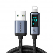 Joyroom USB-A to Lightning Cable with LED Display, 120 cm (black) 