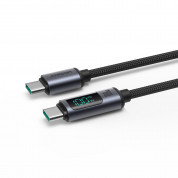 Joyroom USB-C to USB-C Cable with LED Display 100W - здрав кабел с въжена оплетка с бързо зареждане за устройства с USB-C порт (120 см) (черен) 1