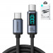 Joyroom USB-C to USB-C Cable with LED Display 100W - здрав кабел с въжена оплетка с бързо зареждане за устройства с USB-C порт (120 см) (черен) 5