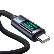 Joyroom USB-C to USB-C Cable with LED Display 100W - здрав кабел с въжена оплетка с бързо зареждане за устройства с USB-C порт (120 см) (черен) 2