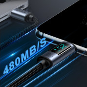 Joyroom USB-C to USB-C Cable with LED Display 100W - здрав кабел с въжена оплетка с бързо зареждане за устройства с USB-C порт (120 см) (черен) 10