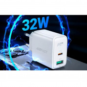 Acefast A5 Dual Port Wall Charger 32W - захранване за ел. мрежа с USB-A и USB-C изходи и технология за бързо зареждане (бял) 3