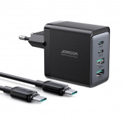 Joyroom GaN Ultra Fast Charger Kit 67W - захранване за ел. мрежа за лаптопи, смартфони и таблети с 2xUSB-A и 2xUSB-C изходи с технология за бързо зареждане и USB-C кабел (черен)