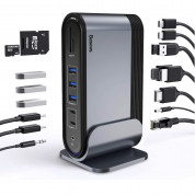 Baseus UnionJoy Docking Station 17-in-1 USB-C Hub - мултифункционален хъб за свързване на допълнителна периферия за Macbook и USB-C устройства (тъмносив)
