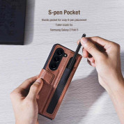 Nillkin Aoge Leather Flip Case - кожен калъф за Samsung Galaxy Z Fold5 (кафяв) 13