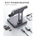 ESR 8in1 Universal Portable Stand USB-C Hub 100W PD - сгъваема алуминиева поставка с вграден USB-C хъб за таблети до 12.9 инча (тъмносив) 4