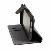 Tactical Field Notes Leather Flip Case - кожен калъф, тип портфейл с поставка и отделение за кр. карти за iPhone 15 Pro (черен) 1