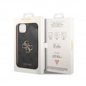 Guess PU 4G Metal Logo Leather Hard Case - дизайнерски кожен кейс за iPhone 15 (сив) 5
