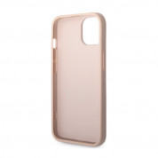 Guess PU 4G Metal Logo Leather Hard Case - дизайнерски кожен кейс за iPhone 15 (розов) 4
