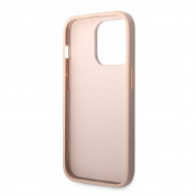 Guess PU 4G Metal Logo Leather Hard Case - дизайнерски кожен кейс за iPhone 15 Pro (розов) 4