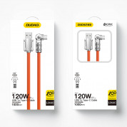 Dudao Angled USB-A to USB-C Cable 120W - здрав кабел с бързо зареждане за устройства с USB-C порт (100 см) (оранжев) 4