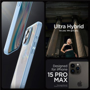 Spigen Crystal Hybrid Case - хибриден кейс с висока степен на защита за iPhone 15 Pro Max (син)	 9