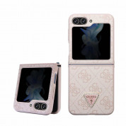 Guess 4G Triangle PU Leather Hard Case - дизайнерски кожен кейс за Samsung Galaxy Z Flip5 (розов)