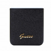 Guess Glitter Flakes Metal Logo Case - хибриден удароустойчив кейс за Samsung Galaxy Z Flip5 (черен) 3