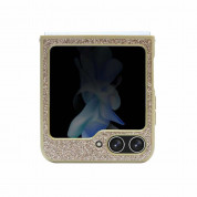Guess Glitter Flakes Metal Logo Case - хибриден удароустойчив кейс за Samsung Galaxy Z Flip5 (златист) 2