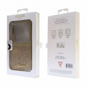 Guess Glitter Flakes Metal Logo Case - хибриден удароустойчив кейс за Samsung Galaxy Z Flip5 (златист) 6