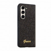 Guess Glitter Flakes Metal Logo Case - хибриден удароустойчив кейс за Samsung Galaxy Z Fold5 (черен) 2