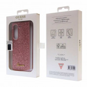 Guess Glitter Flakes Metal Logo Case - хибриден удароустойчив кейс за Samsung Galaxy Z Fold5 (розов) 5
