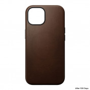Nomad Modern Leather MagSafe Case - кожен (естествена кожа) кейс с MagSafe за iPhone 15 (тъмнокафяв) 2