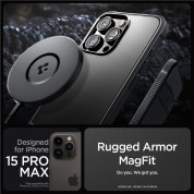 Spigen Rugged Armor MagSafe Case - удароустойчив силиконов (TPU) калъф с MagSafe за iPhone 15 Pro Max (черен)  10