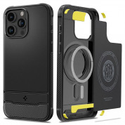 Spigen Rugged Armor MagSafe Case - удароустойчив силиконов (TPU) калъф с MagSafe за iPhone 15 Pro (черен)  1