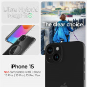 Spigen Ultra Hybrid MagSafe Case - хибриден кейс с висока степен на защита с MagSafe за iPhone 15 (прозрачен-графит)  8