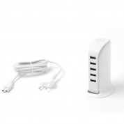 Dudao 5 USB-А Desktop Charger 25W - захранване с 5 x USB-А изхода за мобилни телефони и таблети (бял) 3
