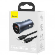 Baseus Golden Contactor Pro Quick Car Charger 40W (TZCCJD-B0G) - зарядно за кола с USB-A и USB-C изходи с технология за бързо зареждане и USB-C към Lightning кабел (тъмносив) 7