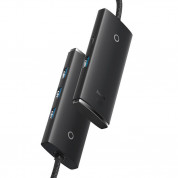 Baseus USB-C Lite Series 5-Port Hub (WKQX030301) - 4-портов USB-A хъб и USB-C вход за компютри и лаптопи с USB-C (25 см) (черен) 1