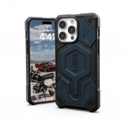 Urban Armor Gear Monarch Pro MagSafe Case - удароустойчив хибриден кейс с MagSafe за iPhone 15 Pro Max (син)