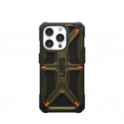 Urban Armor Gear Monarch Kevlar Case - удароустойчив хибриден кейс за iPhone 15 Pro (платинен) 2