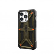 Urban Armor Gear Monarch Kevlar Case - удароустойчив хибриден кейс за iPhone 15 Pro (платинен) 3