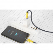Dudao L23AC  USB-A to USB-C Cable 120W - здрав кабел с въжена оплетка с бързо зареждане за устройства с USB-C порт (100 см) (сив-жълт) 1
