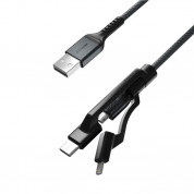 Nomad Kevlar USB-A to Universal Cable v2 - здрав кевларен кабел за устройства с Lightning, microUSB и USB-C порт (150 см) (черен) 1