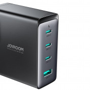 Joyroom GaN Fast Wall Charger 140W - захранване за ел. мрежа за лаптопи, смартфони и таблети с 1xUSB-A и 3xUSB-C изходи с технология за бързо зареждане и USB-C кабел  (черен) 4
