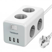 Tessan Power Strip TS-306 - разклонител с 6хAC изхода и вградени 3хUSB-A изхода за мобилни устройства (бял)
