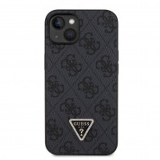 Guess Strass Triangle Metal Logo Case - силиконов (TPU) калъф за iPhone 15 (черен) 1