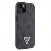 Guess Strass Triangle Metal Logo Case - силиконов (TPU) калъф за iPhone 15 (черен) 2