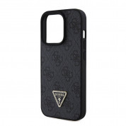 Guess Strass Triangle Metal Logo Case - силиконов (TPU) калъф за iPhone 15 Pro (черен) 2